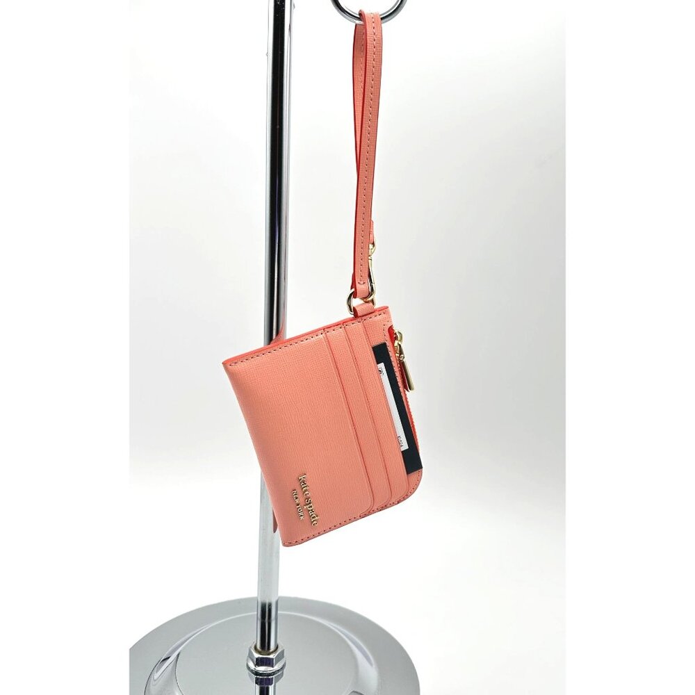 Kate Spade KL624 Devin Pop Trim Card Case Wristlet Setting Sun Saffiano Leather